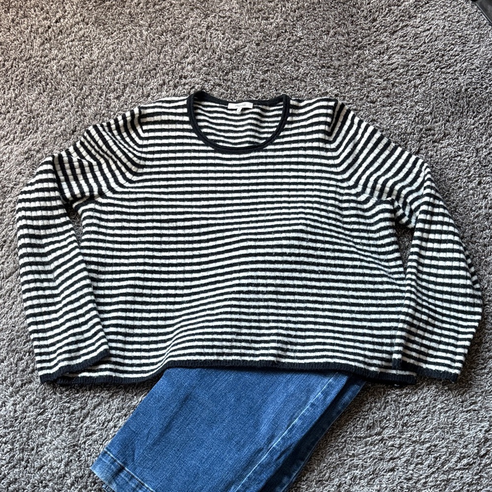 Madewell Black & White Striped Alpaca/Wool Blend Sweater 3X (22/24)